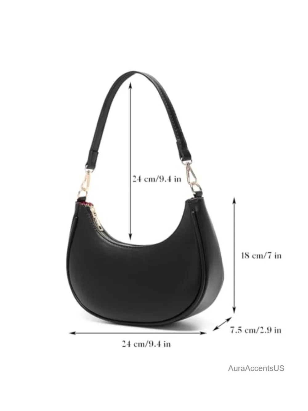 PU Leather Hobo Shoulder Bag Crossbody Tote with Zipper Closure